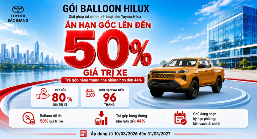 SỞ HỮU TOYOTA HILUX MỚI – TỐI ƯU DÒNG TIỀN, TRẢ GÓP NHẸ NHÀNG 